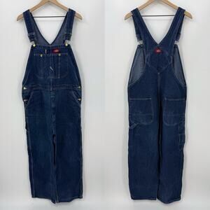 Dickies Denim Bib Overalls 38x30 Blue Carpenter Workwear Utility Rugged Skater